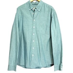 Merona Button Down Oxford Shirt Mens XXL Green Broadcloth Long Sleeve Casual Top